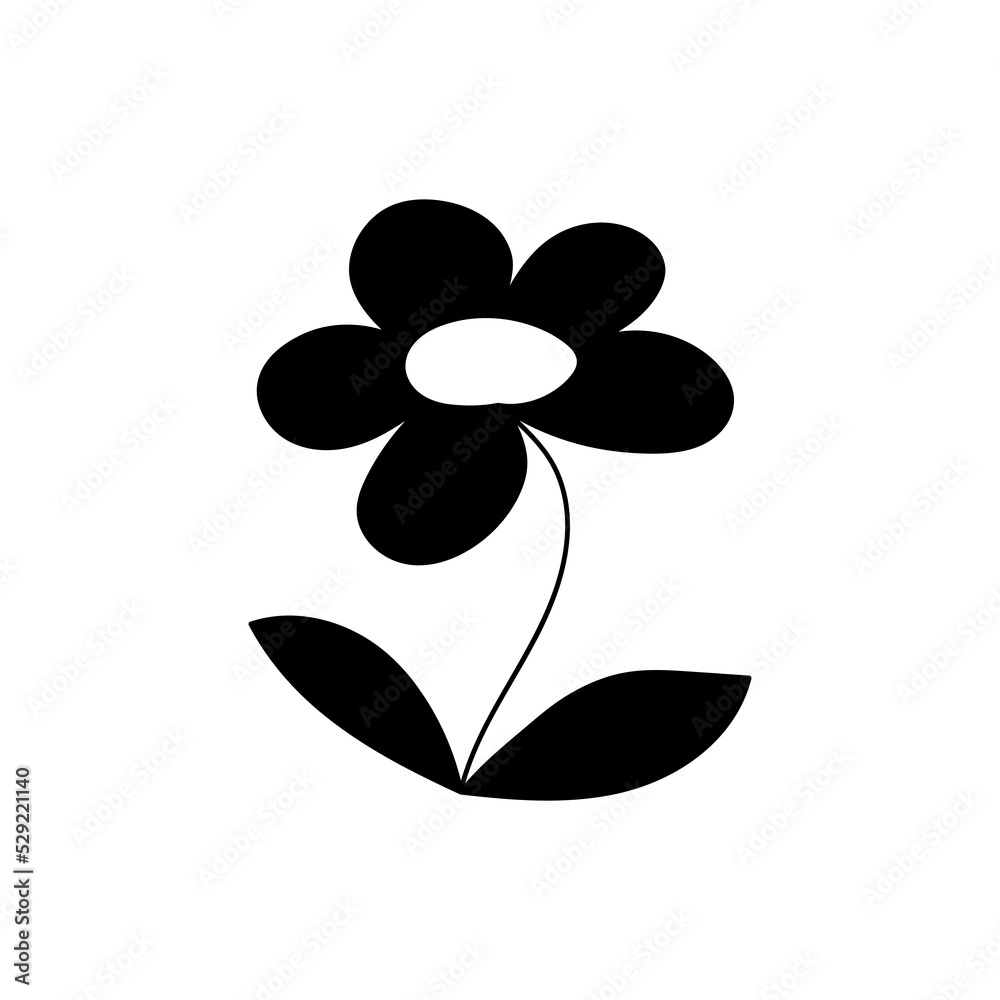 Silhouette image of chamomile. Vector illustration of a flower. Flowers and plants.
