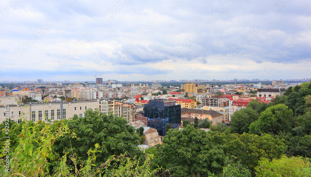 Kyiv cityscape panorama from Podil, Ukraine