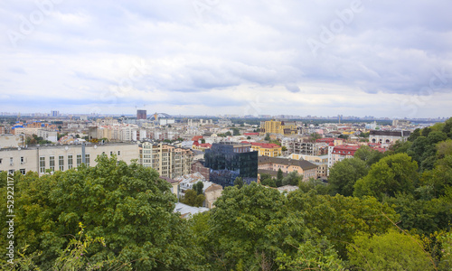 Kyiv cityscape panorama from Podil, Ukraine 