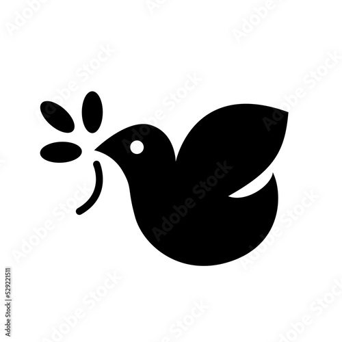 dove peace icon, pigeon with olive branch, bird flying, love symbol sign vector illustration logo template Isolated for any purpose