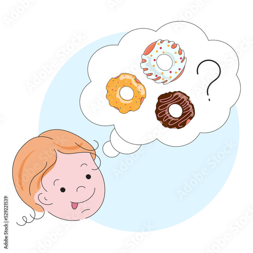 Child dreams about sweeties and chooses a donut