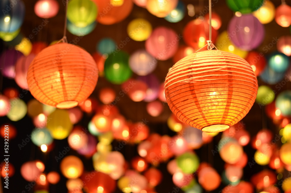 Fototapeta premium Chinese lanterns,Chinese new year lanterns in chinatown,The Moon Festival,Mid-Autumn Festival