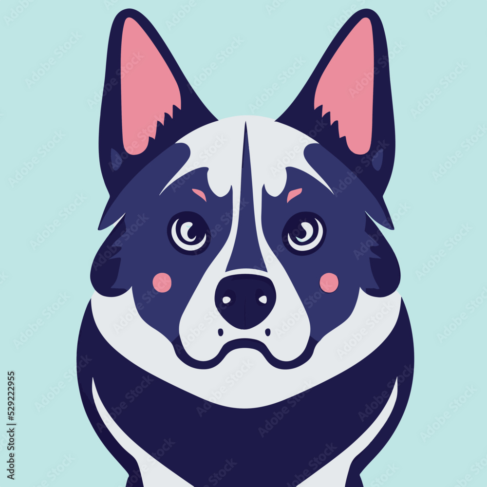 Fototapeta premium Cute happy husky dog illustration. Flat vector logo.