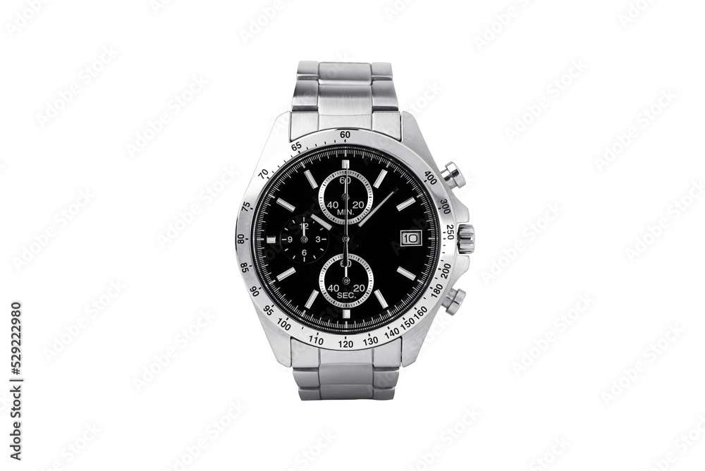 Luxury watch isolated on white background. With clipping path for artwork or design. Black. Luxury watch isolated on white background. With clipping path for artwork or design. Black.