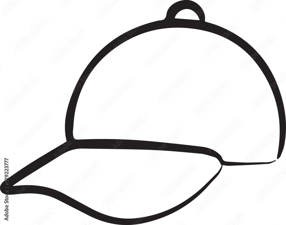 Baseball cap icon. Vector line icon isolated on white background. Base Ball Hat Design Vector hand drawn, doodle style Baseball cap icon. Vector line icon isolated on white background. Base Ball Hat Design Vector hand drawn, doodle style