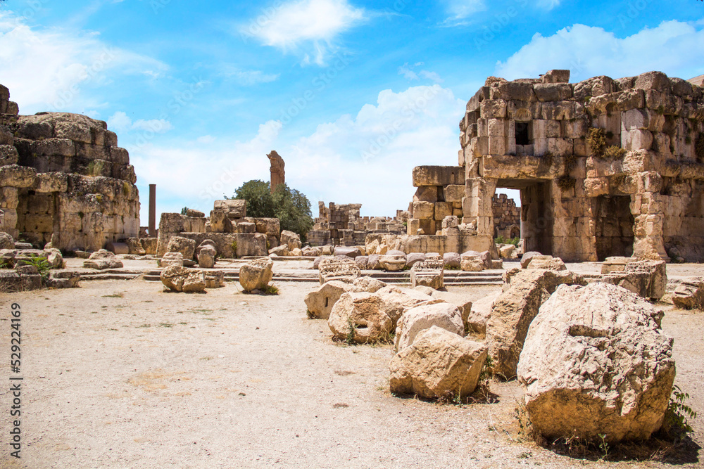 Beautiful view of Baalbek Roman Ruins in Baalbek, Lebanon