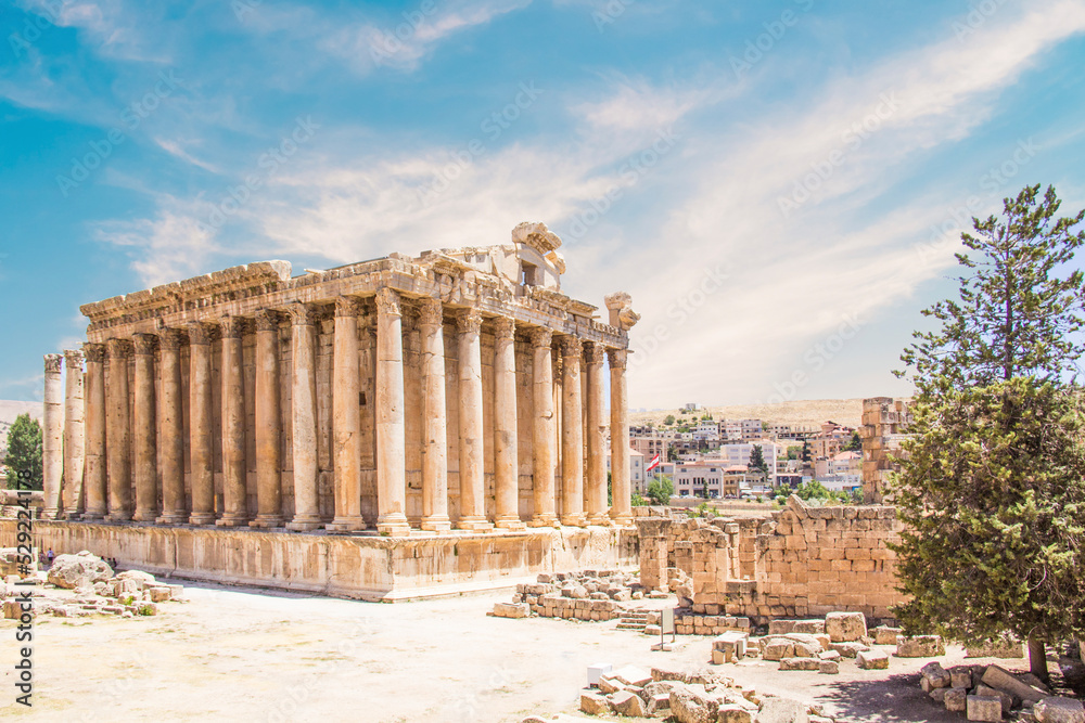 Naklejka premium Beautiful view of the Temple of Bacchus in the ancient city of Baalbek, Lebanon