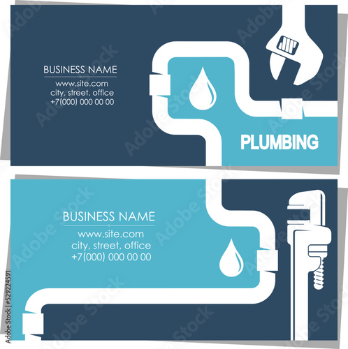 Plumbing repair and service. Business card concept plumbing repair