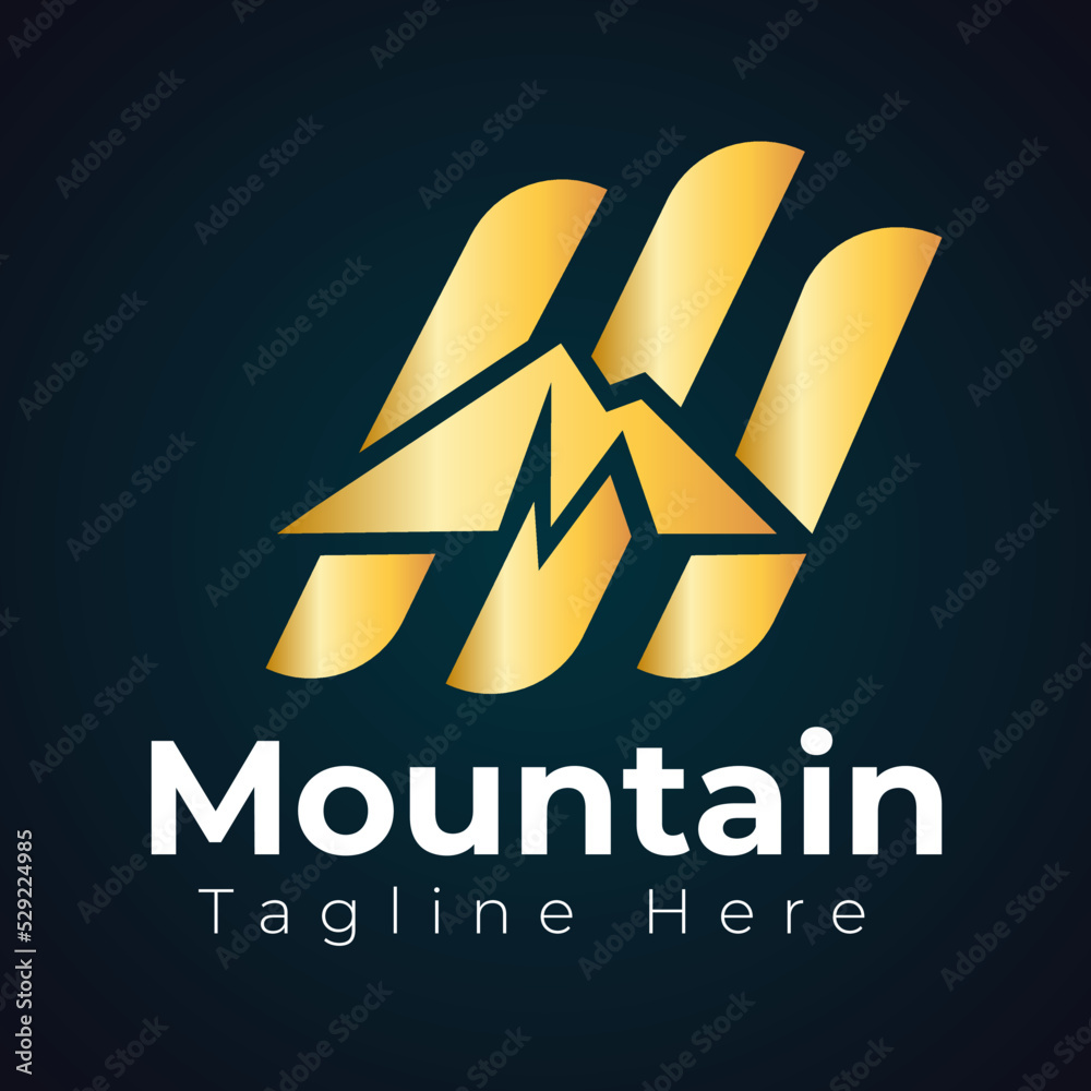 luxury mountain logo in elegan style