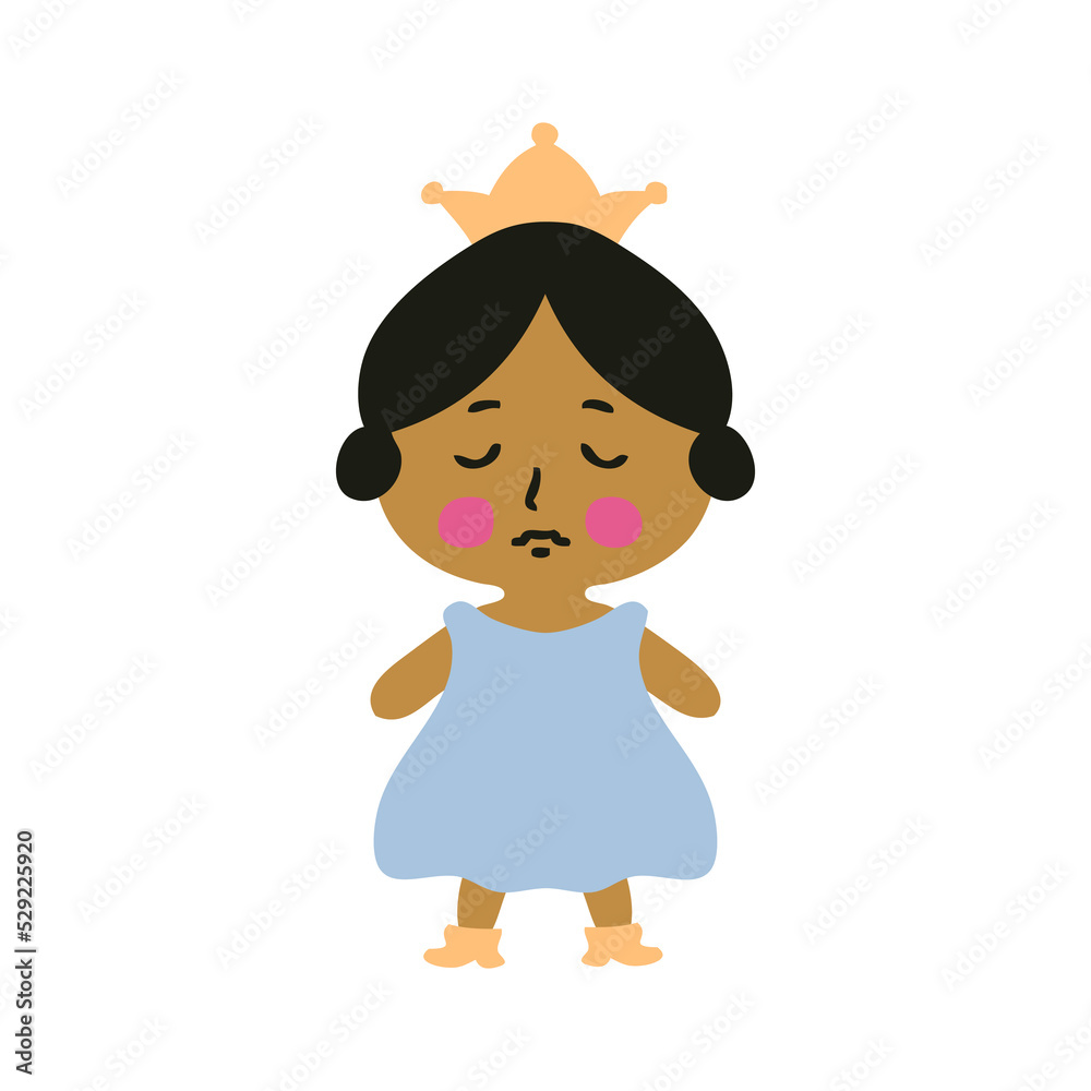 Cute little princess flat isolated vector illustration. Perfect for posters, greeting cards, tee, logo, stickers and print. Cute little princess flat isolated vector illustration. Perfect for posters, greeting cards, tee, logo, stickers and print.
