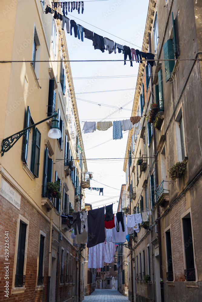 Drying laundry on the street of Venice