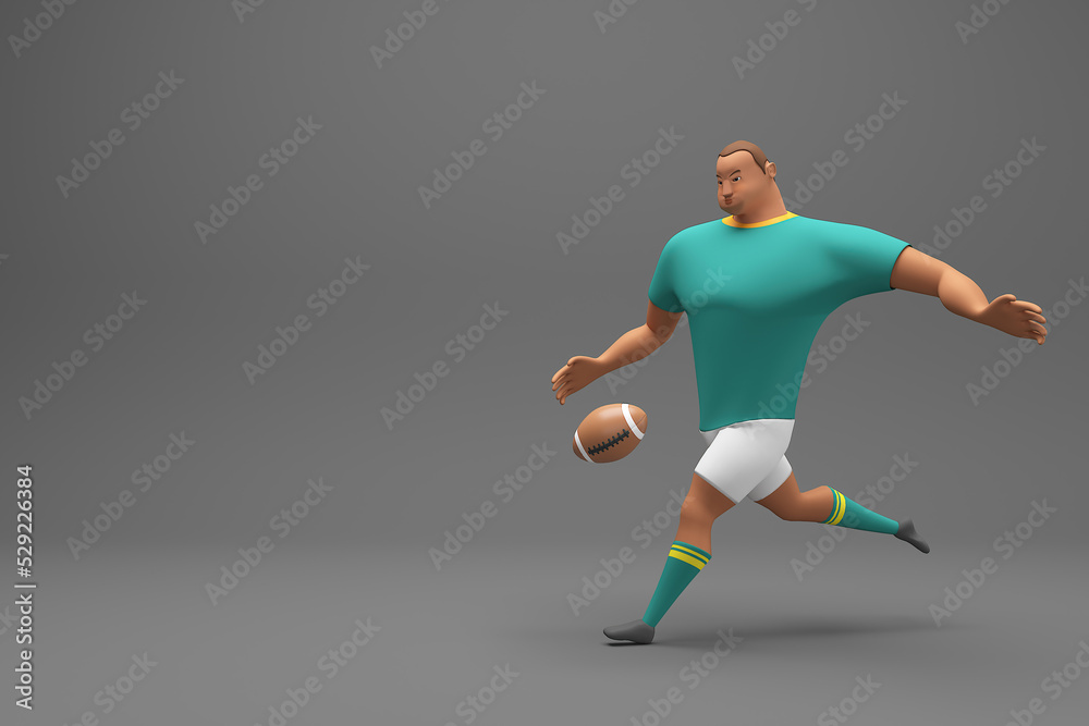 3d rendering Rugby players fight for the ball on professional rugby