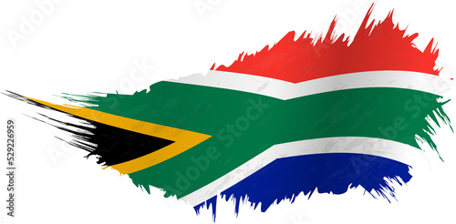 Flag of South Africa in grunge style with waving effect.