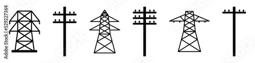 Electricity pole infrastructure concept icons