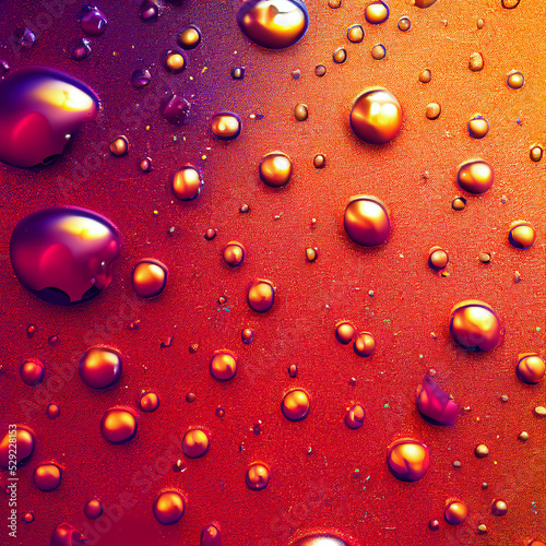 An abstract computer generated illustration of a metallic paint surface background with metallic paint droplets. A.I. generated art. 