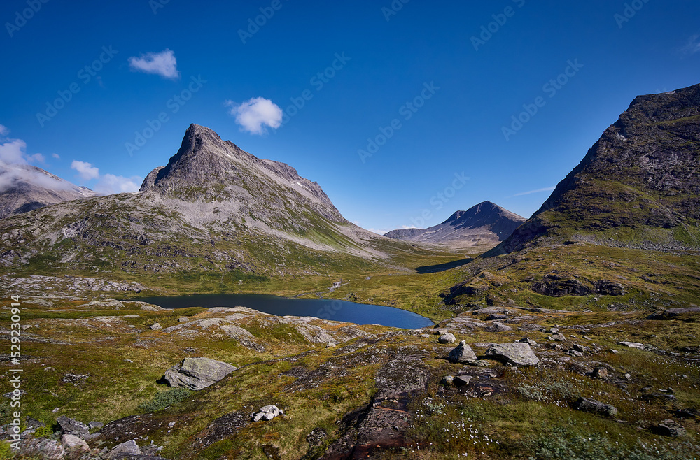 Trollstigen mountain road & Øvstestølbrua, Rauma, Møre og Romsdal, Norway. Trollstigen mountain road & Øvstestølbrua, Rauma, Møre og Romsdal, Norway.