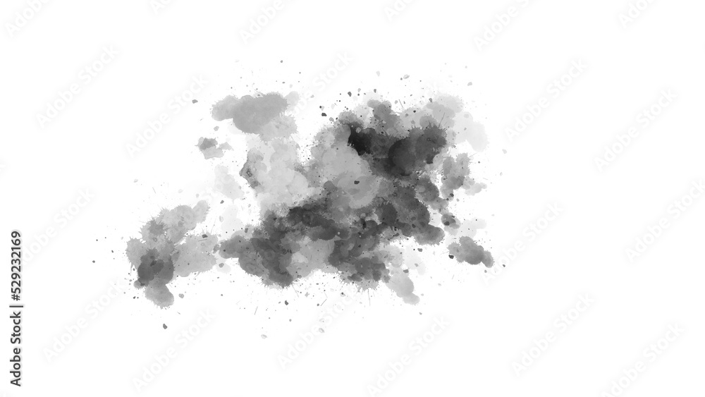 Obraz premium Brushstroke. Grunge brushes. Strokes of black paint. digitally created Hand-painted brush stroked abstract ink splash, blot, splat, brush stroke, fluid art, overlay, alpha matte composition, spread.