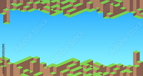 Eight-bit background with pixel blocks. Vector illustration
