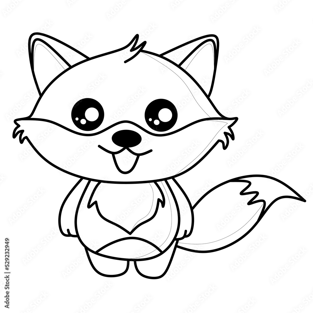 Fototapeta premium fox vector drawing for coloring book