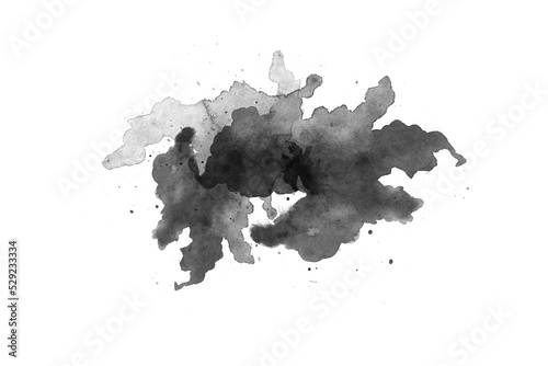 watercolor paint brush stroke. ink splash transition. Abstract inkblot, splat, fluid art, overlay, alpha matte composition, spread on a white paper background. ink transition splatter blot spreading.
