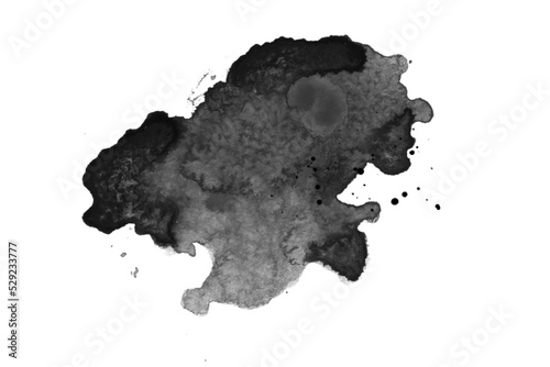 watercolor paint brush stroke. ink splash transition. Abstract inkblot, splat, fluid art, overlay, alpha matte composition, spread on a white paper background. ink transition splatter blot spreading.