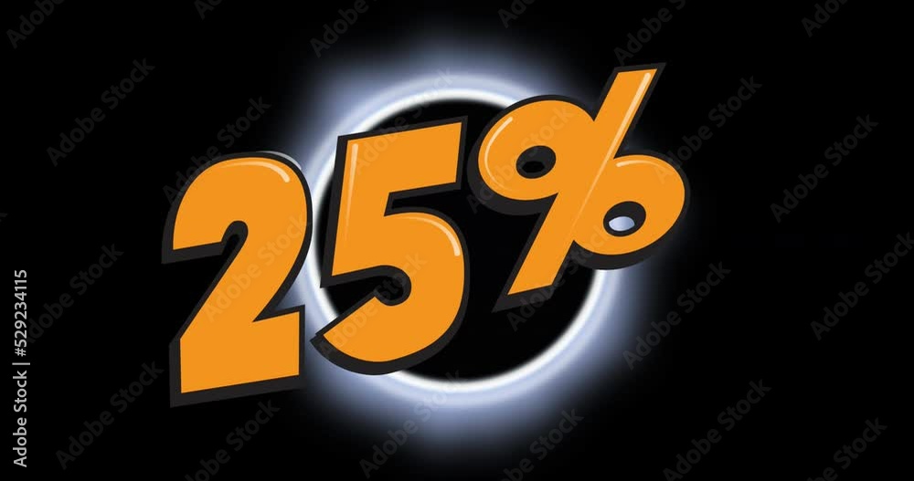 Animation of 25 percent text over circles Animation of 25 percent text over circles