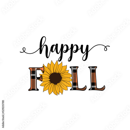 Happy Fall Round Sign Vector Design, Autumn Door Hanger