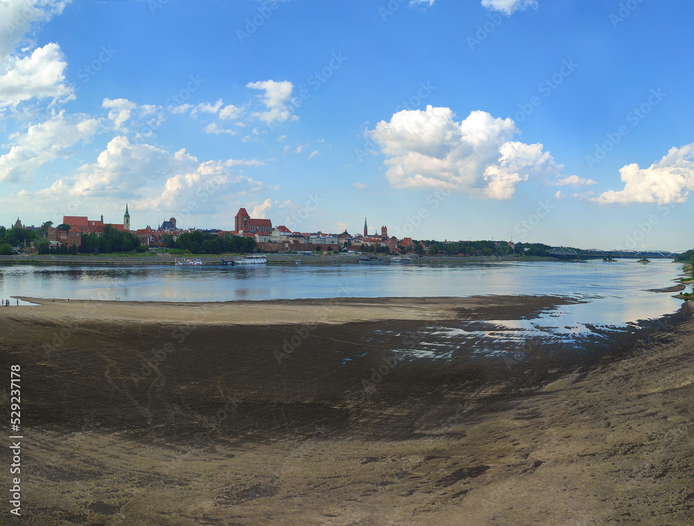 panoramic view of Turun from the Vistula river. Poland