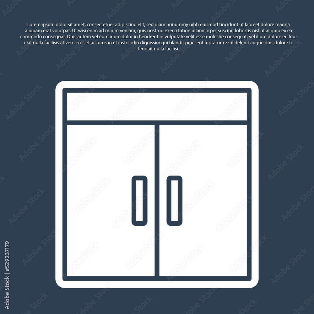 Blue line Wardrobe icon isolated on blue background. Vector Blue line Wardrobe icon isolated on blue background. Vector