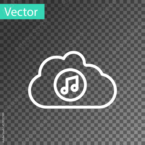 White line Music streaming service icon isolated on transparent background. Sound cloud computing, online media streaming, song, audio wave. Vector