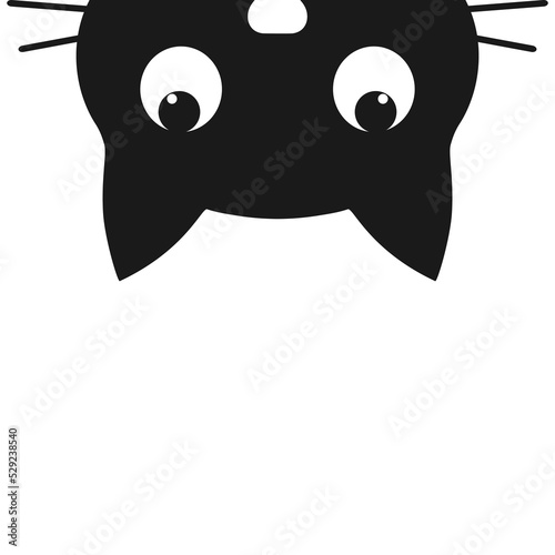 Illustration of a cat hanging upside down on a white background