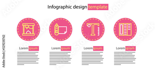 Set line Text, Brochure, Roll of paper and 3D printer icon. Vector
