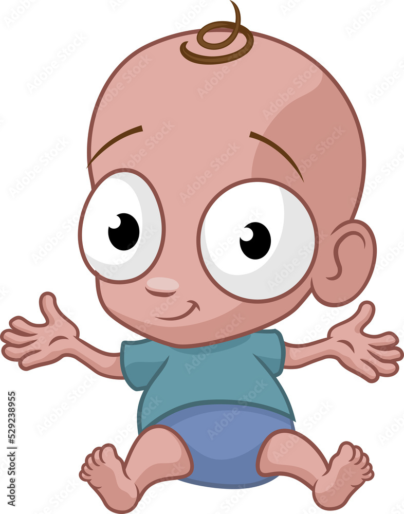 A cute happy baby infant child cartoon character A cute happy baby infant child cartoon character