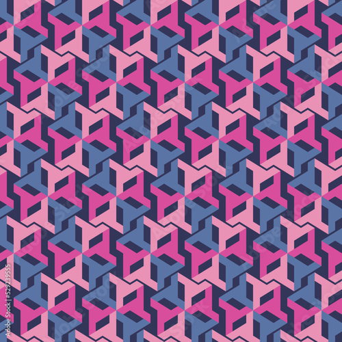 Seamless geometric abstract vector pattern design for printing and textile. Modern decorative texture with symmetrical shapes of variant colors