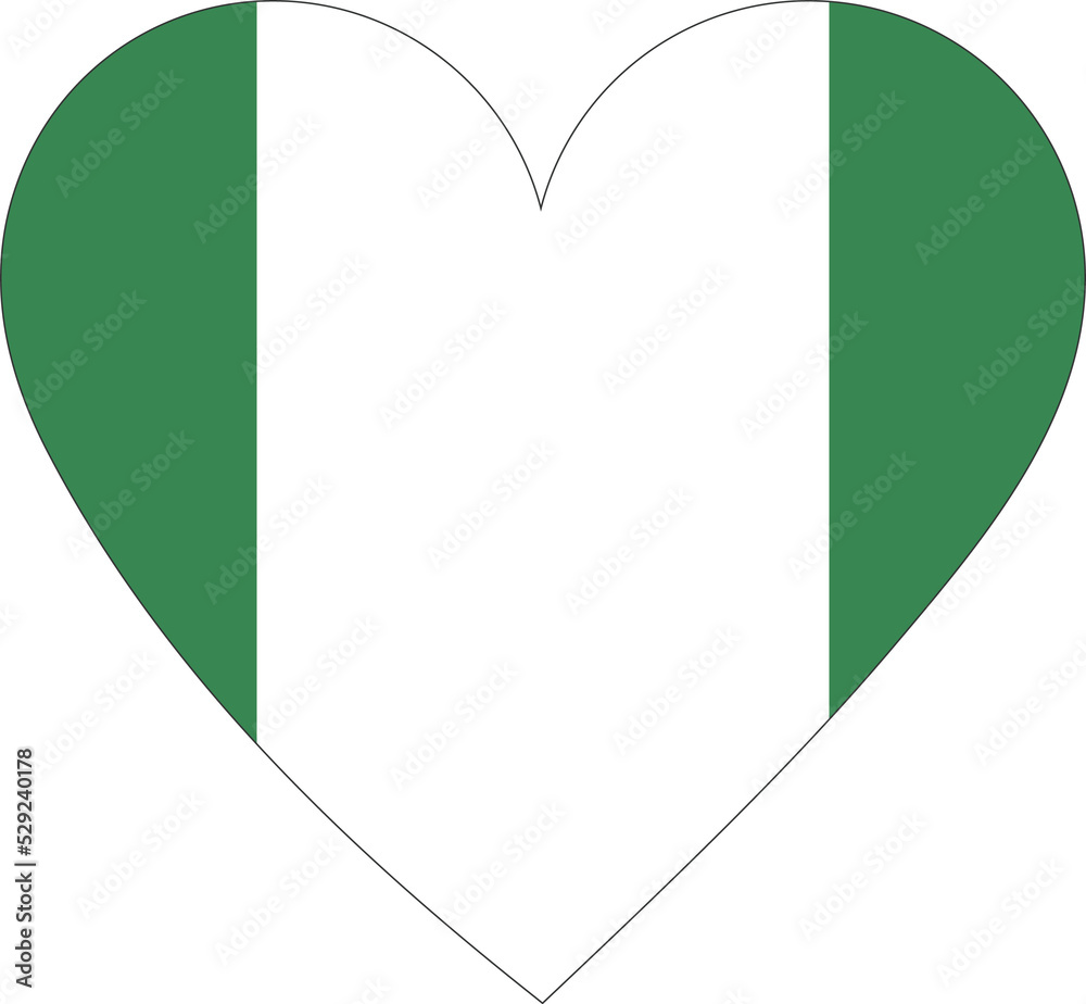 Heart flag vector of Nigeria Heart flag vector of Nigeria