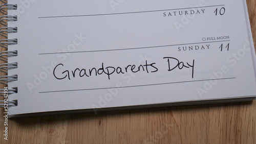 Calendar reminder about Grandparents Day on Sunday, September 11, 2022. photo
