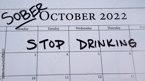 Sober October marked on a 2022 calendar. Sober October is the new and more poetic Dry January. It involves cutting out alcohol for 31 days, often for charity.