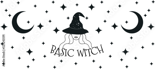 Basic Witch Libbey Glass Wrap Design Vector Illustration
