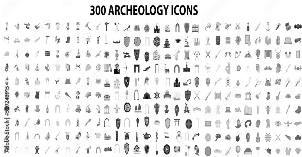 300 archaeology center icons set in flat style for any design vector illustration