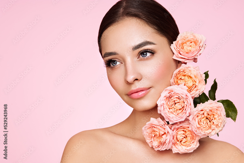 Portrait beautiful young woman with clean fresh skin Model with Portrait beautiful young woman with clean fresh skin Model with