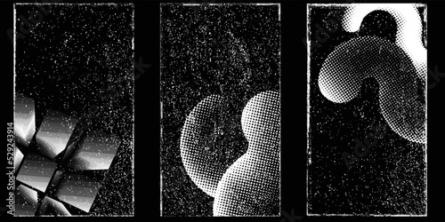 Social media covers with tiny roughen border frames and screen print textures . . grunge style . Post frame stories templates. Layout for promotion .Media banner .Vector 