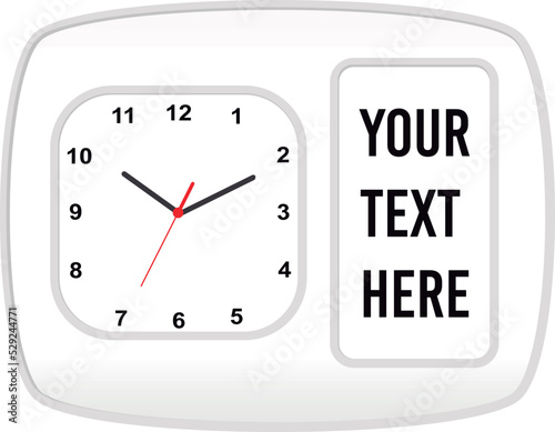 Clock template vector, watch, time icon with space for text, photo or image