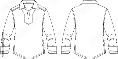 Technical design of men's shirts with editable stitching details