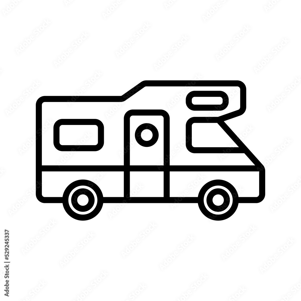 Recreational vehicle camper van icon. Motor home. Caravan.