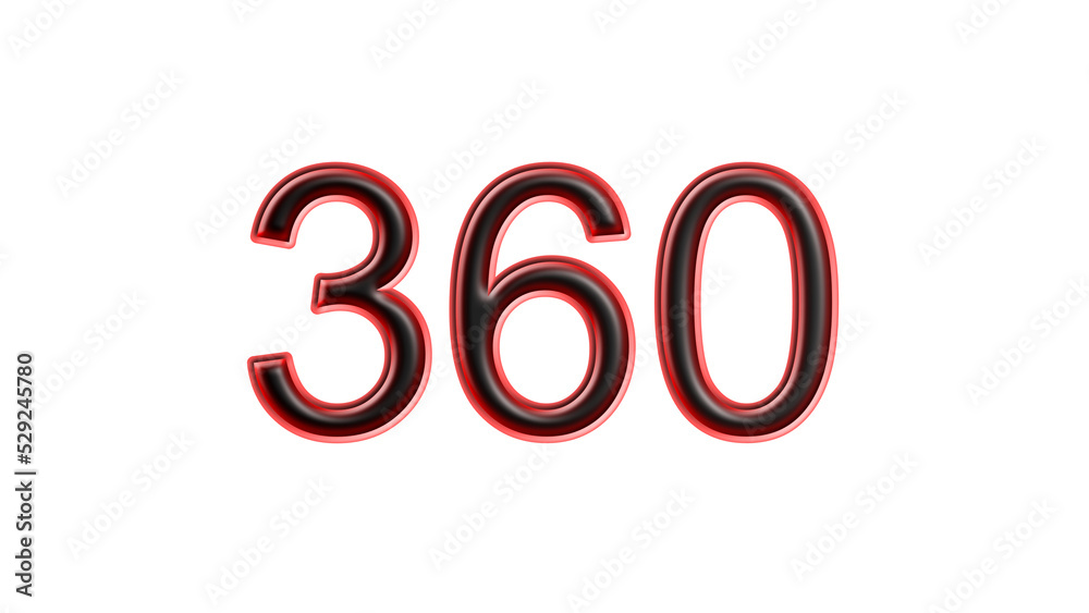 red 360 number 3d effect white background red 360 number 3d effect white background