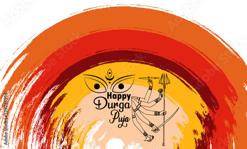 Happy Durga Puja Subh Navratri Indian religious banner background
