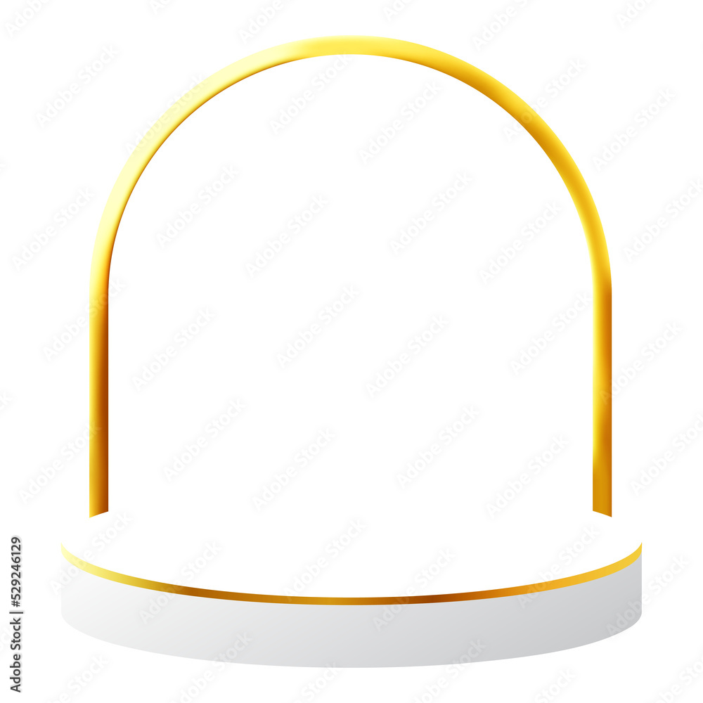 Obraz premium White and Gold 3D Podium with Golden Arch Perfect for Product Display, Layout, and Showcase