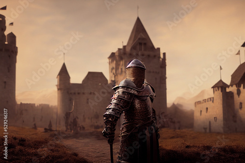 Knight and medieval castle