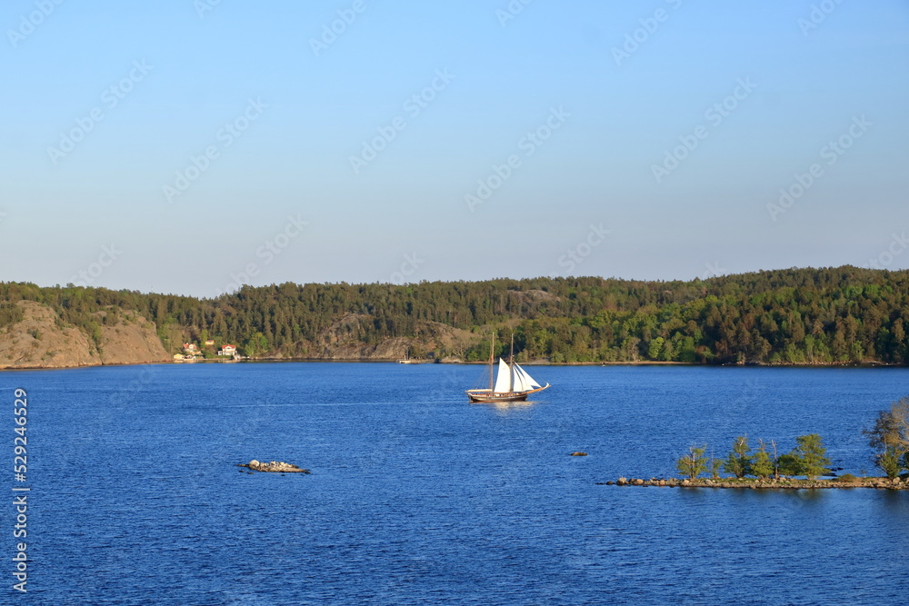 Obraz premium Stockholm Archipelago on the Baltic Sea in the evening