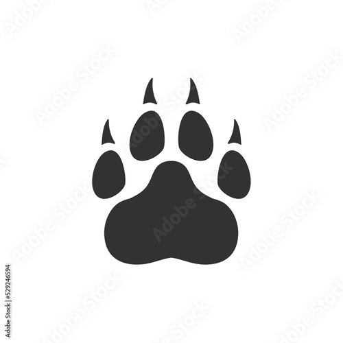 Dog and cat paws with sharp claws. cute animal footprints